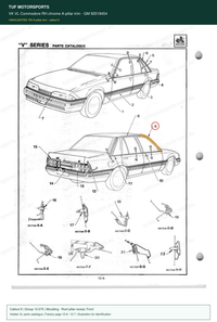 VK VL Commodore RH chrome A-pillar trim – GM 92018454 — Holden VL parts catalogue, page 12-6 / 12-7, callout 9 — part highlighted in yellow