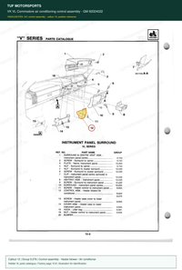 VK VL Commodore air conditioning control assembly – GM 92024022 — Holden VL parts catalogue, page 10-8, callout 12 — part highlighted in yellow