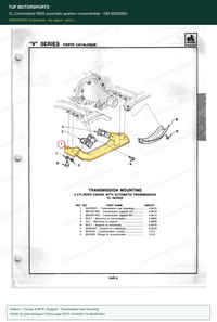 VL Commodore RB30 automatic gearbox crossmember – GM 92023364 — Holden VL parts catalogue, page 04R-5, callout 1 — part highlighted in yellow