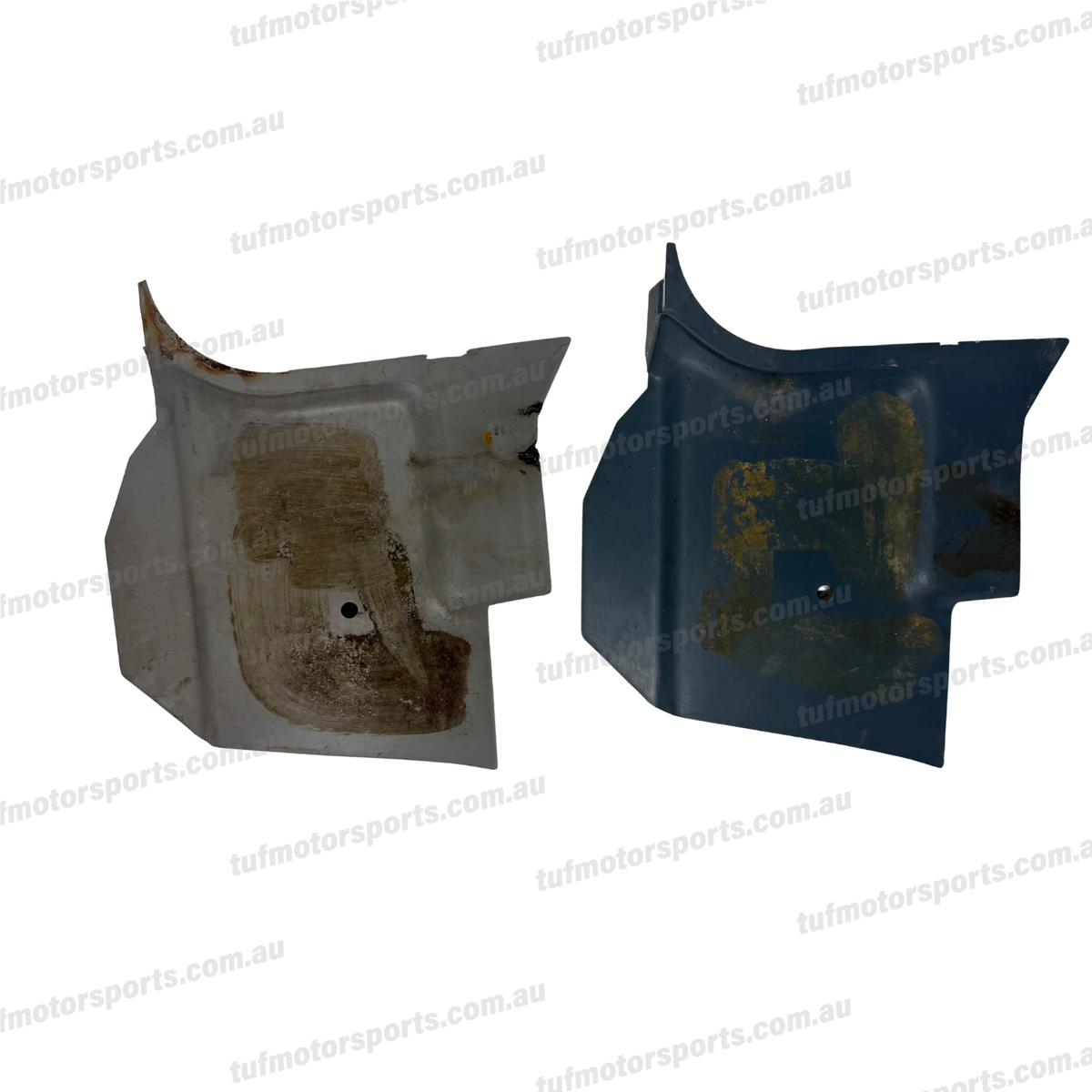 VL Commodore right-hand kick panel GM 92029357, reverse stock photo, blue and grey colour examples
