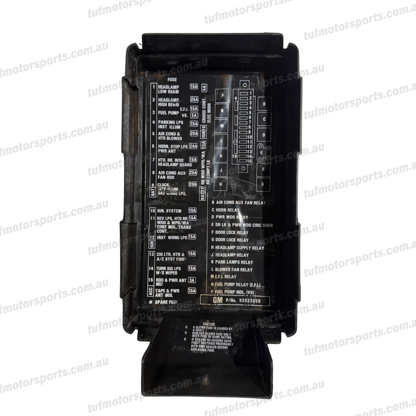 VL Commodore RB30 Fuse Box Lid GM 92030538